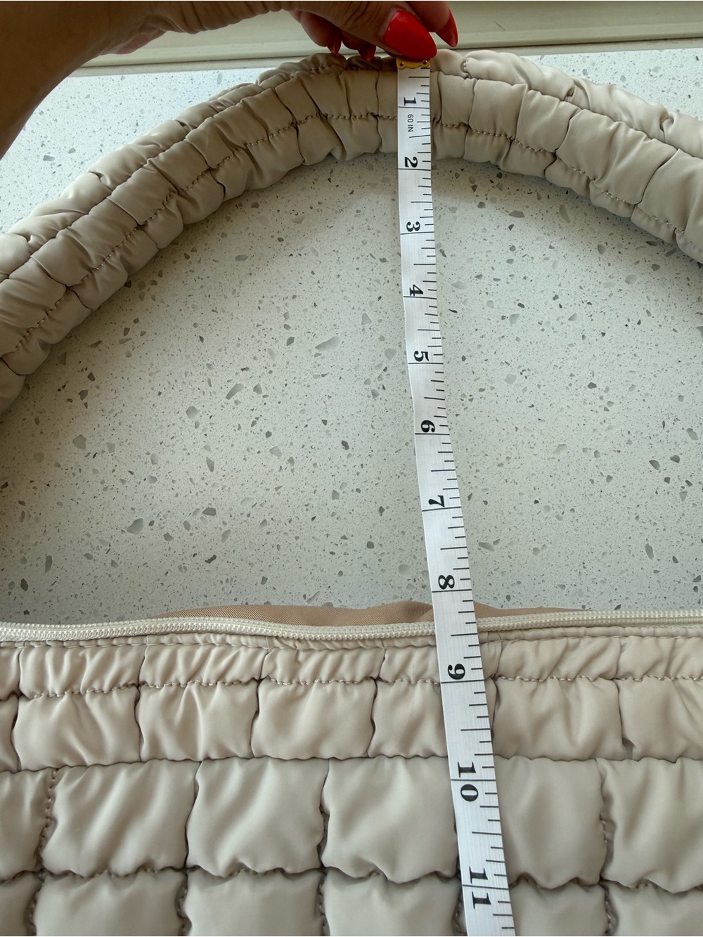 Free People Inspired Cream Puffy Quilted Tote Shoulder Bag - Picture 10 of 10